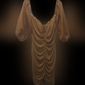 Unbranded Brown Ruched Mini Dress Off The Shoulder Sz 3x